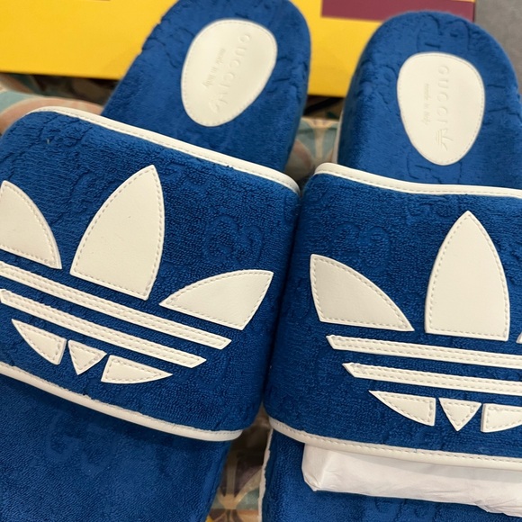 NEW Gucci x Adidas GG monogram logo slide sandals - Picture 5 of 11